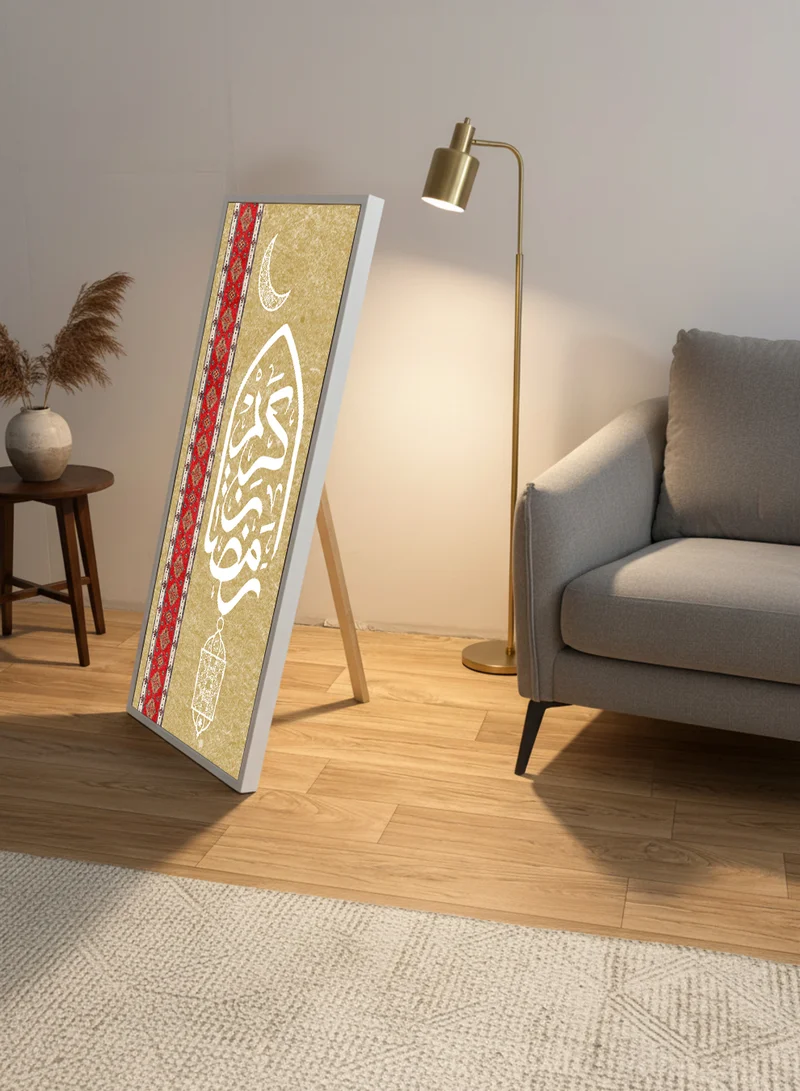 LOWHA Canvas Wall Art on Wooden Frame with White Floating Frame and Back Stand Featuring Ramadan Kareem Design